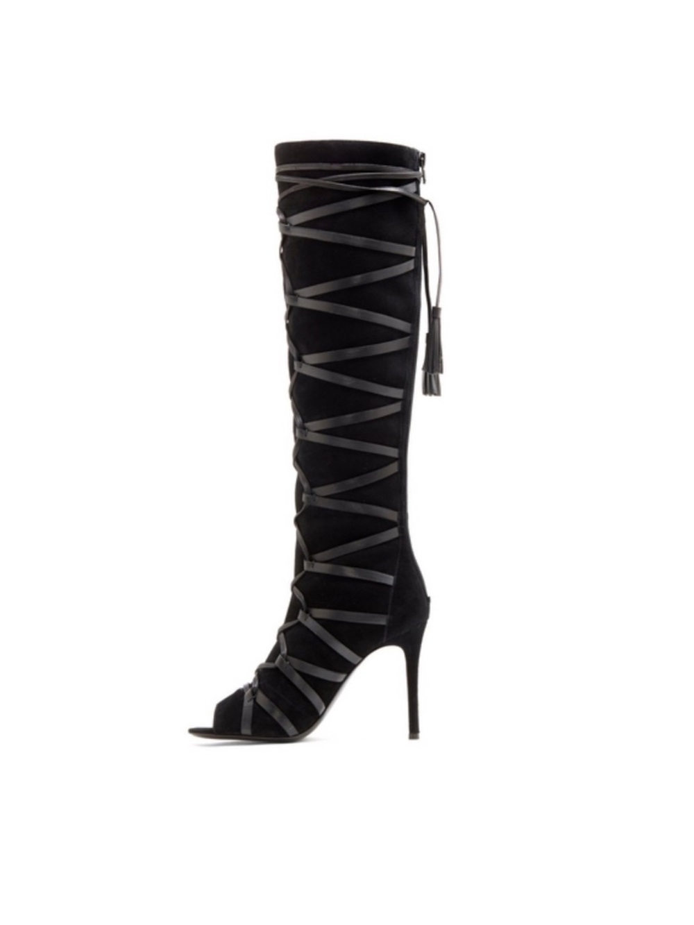 VC John Camuto Maddy High Heel Lace-Up Black Suede Boots Renaissance leather - Picture 4 of 16